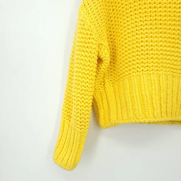 Free People Women Small My Only Sunshine Yellow Mock Neck Relaxed Boho Sweater - Picture 5 of 15